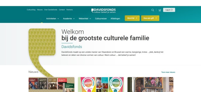 Screenshot of the Davidsfonds website