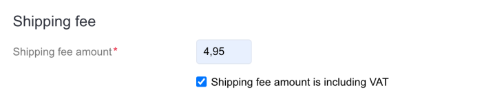 A screenshot of the settings for shipping costs