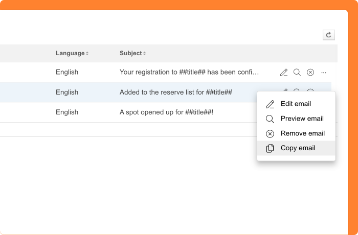 Screenshot of copying automatic emails